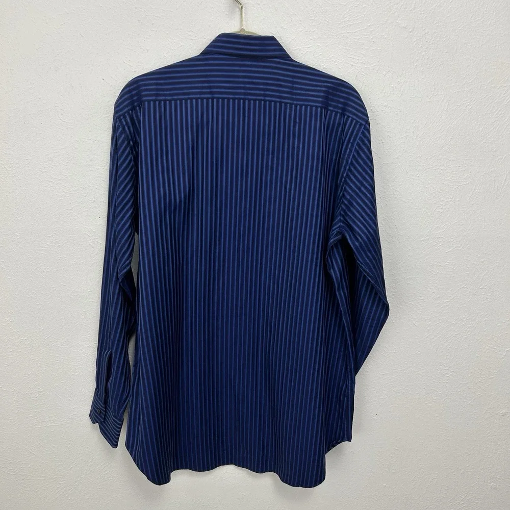 ETRO Long Sleeve Striped Button Shirt‎ Cotton Blue Black Made In Italy Size 42